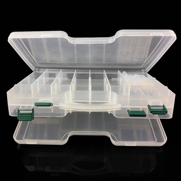 2 Sided Fishing Tackle Box: 44 Compartments Large Fishing Lure Storage Box with Dividers (White) - Image 2