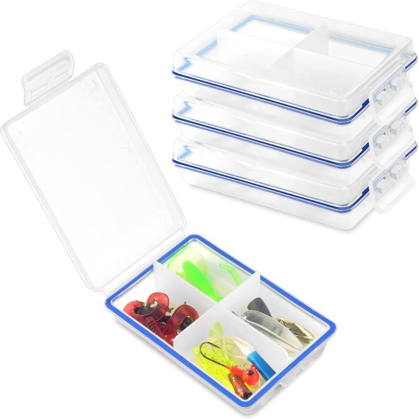 4 Pcs Mini Tackle Box Waterproof Small Tackle Box Organizer Pocket Tackle Box Small Fly Fishing Box Small Fishing Tackle Box Organizer with Dividers for Hook Flies Fly Tying Beads Crappie Lures