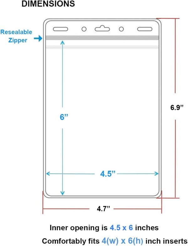 WTQ 50 Pack Waterproof Passport Holder(Extra Large, Fit 4x6 in Insert), Vertical Name Badge Holder, Vinyl Plastic VIP Badge Holder, Clear Back Stage Badge Holder Bulk - Image 5