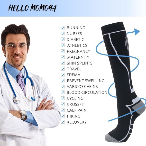 hello momoya Compression Socks for Women Men Circulation Knee High 8 Pairs for Nurses, Running, Travel, Athletic - Image 3