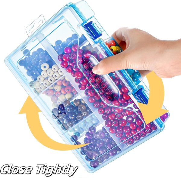 Covzoe 6 Pack Plastic Organizer Box with Adjustable Dividers, Double Layer Bead Organizer 8 Large Grids, Clear Tackle Storage Box Snackle Container for Art DIY Craft Jewelry Fishing - Image 5