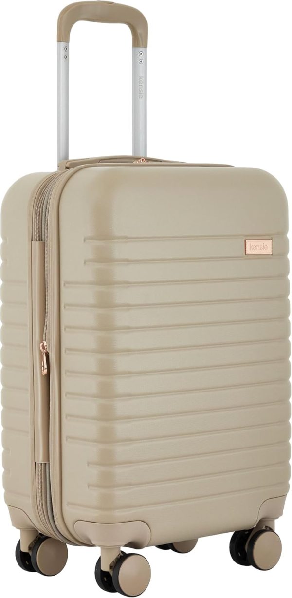 kensie Graceful Hardside Carry-On Luggage, Light Taupe, 22-Inch - Image 2