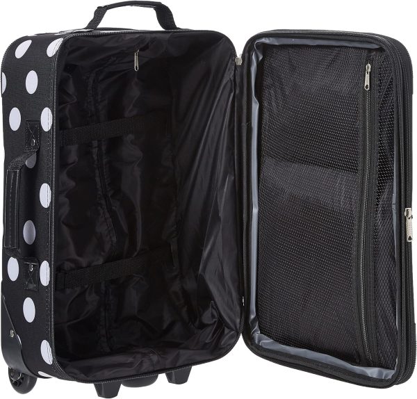 Rockland Fashion Softside Upright Luggage Set,Expandable, Telescopic Handle, Wheel, Black Dot, 2-Piece (14/19) - Image 5