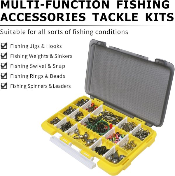 TRUSCEND Widely Used Fishing Tackle & Accessories Kit, Fishing Tackle Box with Tackle Included, Fishing Sinker Weight Hook Swivels Snap Leader Lures, Giftable Beginner Fishing Lures/Gear Set - Image 2