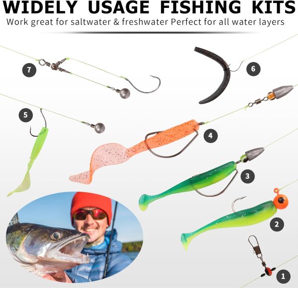 TRUSCEND Widely Used Fishing Tackle & Accessories Kit, Fishing Tackle Box with Tackle Included, Fishing Sinker Weight Hook Swivels Snap Leader Lures, Giftable Beginner Fishing Lures/Gear Set - Image 4