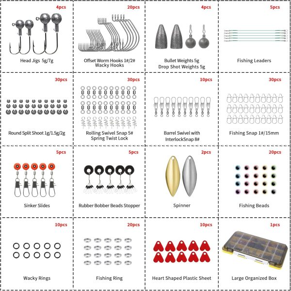 TRUSCEND Widely Used Fishing Tackle & Accessories Kit, Fishing Tackle Box with Tackle Included, Fishing Sinker Weight Hook Swivels Snap Leader Lures, Giftable Beginner Fishing Lures/Gear Set - Image 6