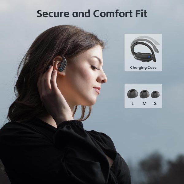 Wireless Earbuds Bluetooth Headphones, Bluetooth 5.3 Stereo over Ear Buds,Noise Cancelling Mic, IPX7 Waterproof Headset for Workout/Running Black - Image 4